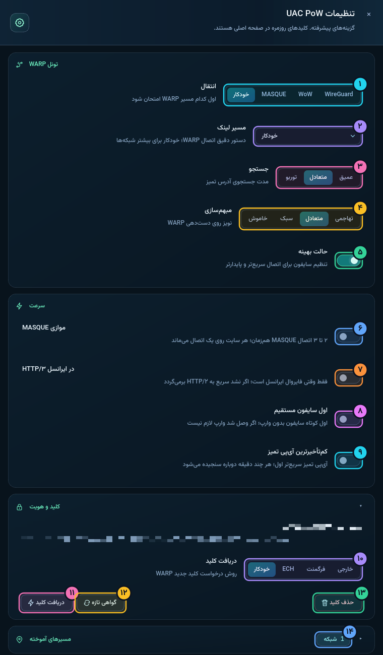 تنظیمات PoW